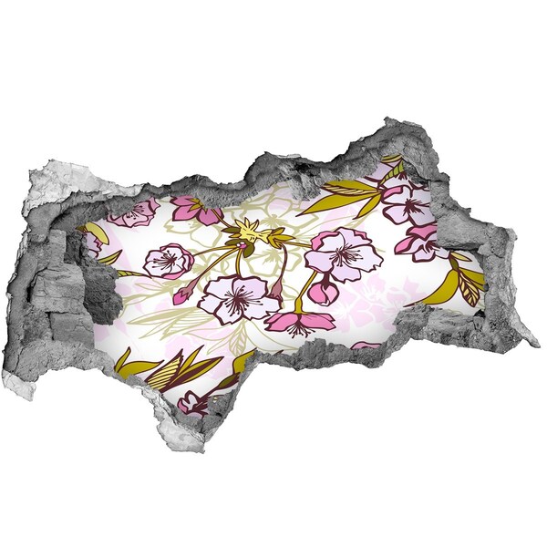 Sticker mural effet trou 3d Un paradis fleuri derrière le mur