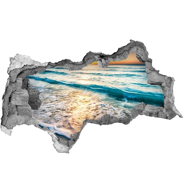 Autocollant à effet 3d trou Coucher de soleil sur la mer