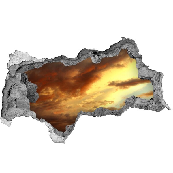 Autocollant à effet 3d trou Coucher de soleil à travers un trou dans le mur