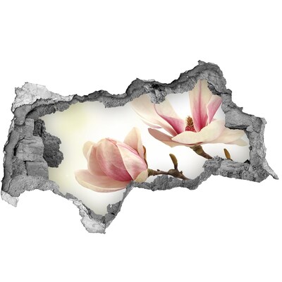 Sticker mural effet trou 3d Fleur de magnolia en béton