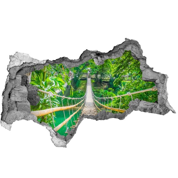 Sticker mural effet trou 3d Pont dans la jungle