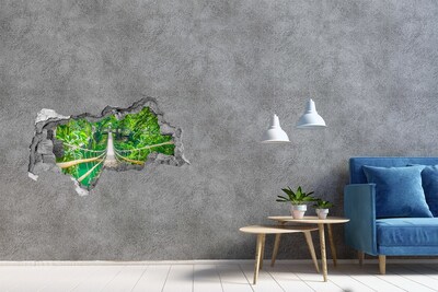 Sticker mural effet trou 3d Pont dans la jungle