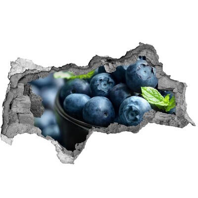 Sticker mural effet trou 3d Des myrtilles dans un trou dans le mur