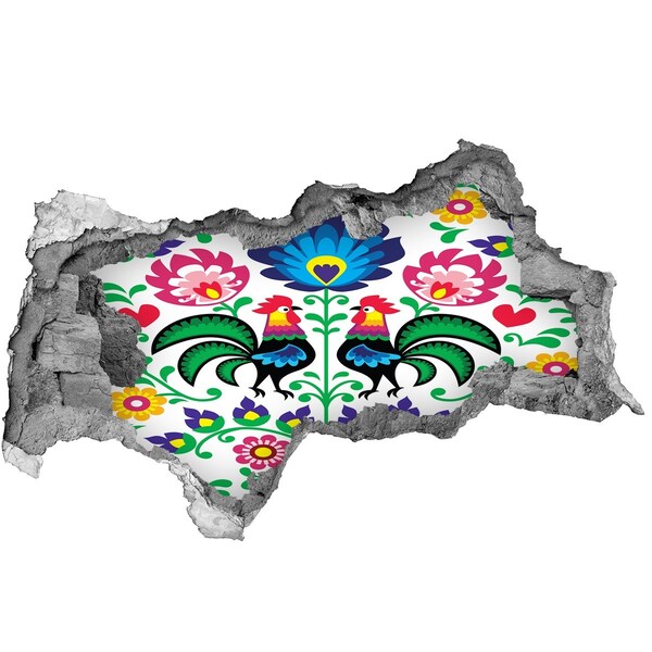 Sticker trou dans le mur folklore floral avec des chanterelles