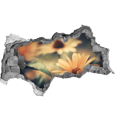 Autocollant à effet 3d trou Des fleurs dans un mur en ruine