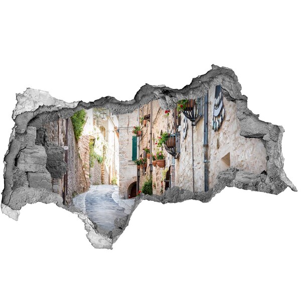 Sticker mural effet trou 3d Une charmante ville d'Italie