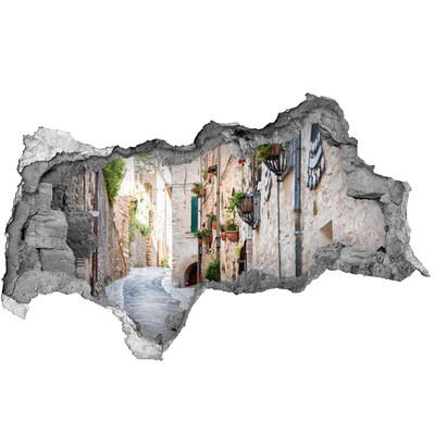 Sticker mural effet trou 3d Une charmante ville d'Italie