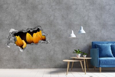 Sticker mural effet trou 3d Des fleurs dans un trou dans le mur