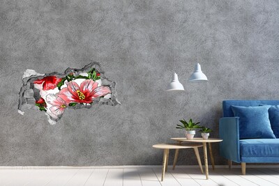 Autocollant à effet 3d trou Des fleurs dans un trou dans le mur