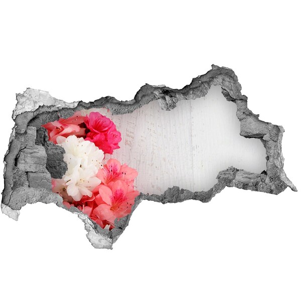 Sticker mural effet trou 3d Une oasis florale derrière le mur