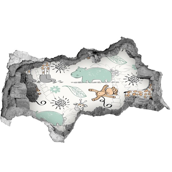 Autocollant à effet 3d trou Les animaux de la jungle