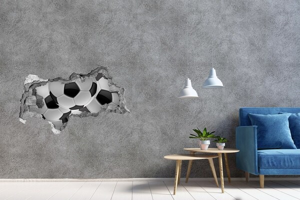 Sticker mural effet trou 3d Illusion de football sur le mur