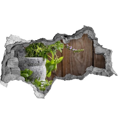 Autocollant mural trou Herbes dans un mortier béton