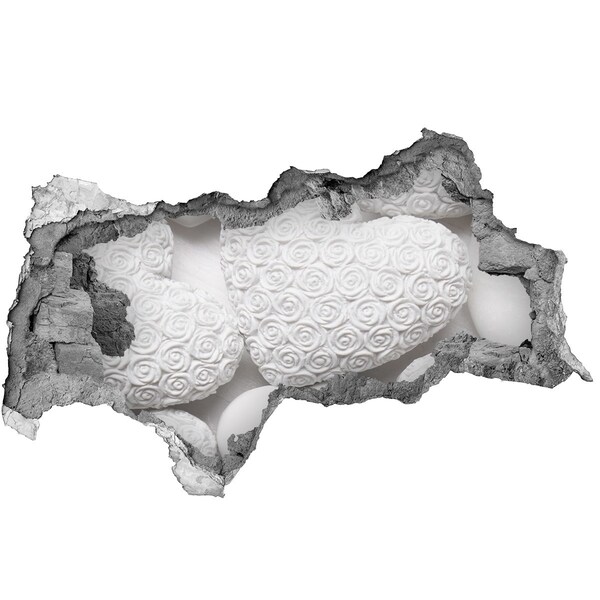 Autocollant à effet 3d trou Des roses blanches dans un trou dans le mur