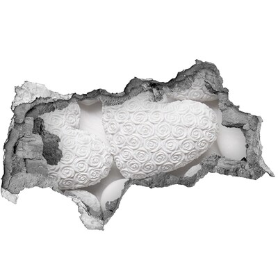 Autocollant à effet 3d trou Des roses blanches dans un trou dans le mur