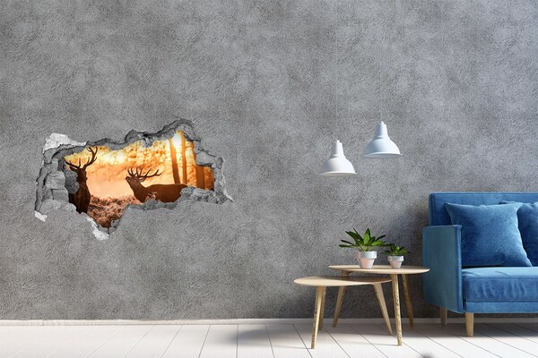 Autocollant à effet 3d trou Lever de soleil dans la forêt