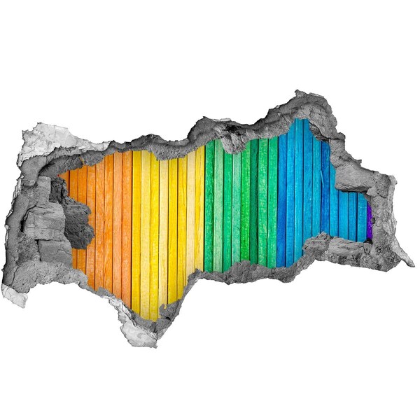 Sticker trou dans le mur Des panneaux colorés dans un trou dans le mur