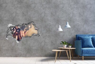 Sticker mural effet trou 3d Salle de sport en action