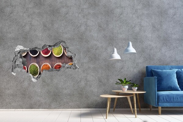 Autocollant mural trou Épices colorées béton