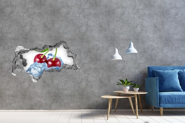 Autocollant mural trou Cerise avec de la glace béton