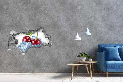 Autocollant mural trou Cerise avec de la glace béton