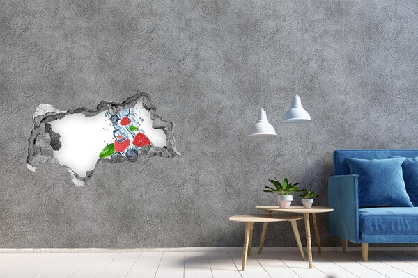 Sticker trou dans le mur Fruits de la forêt sur glace béton