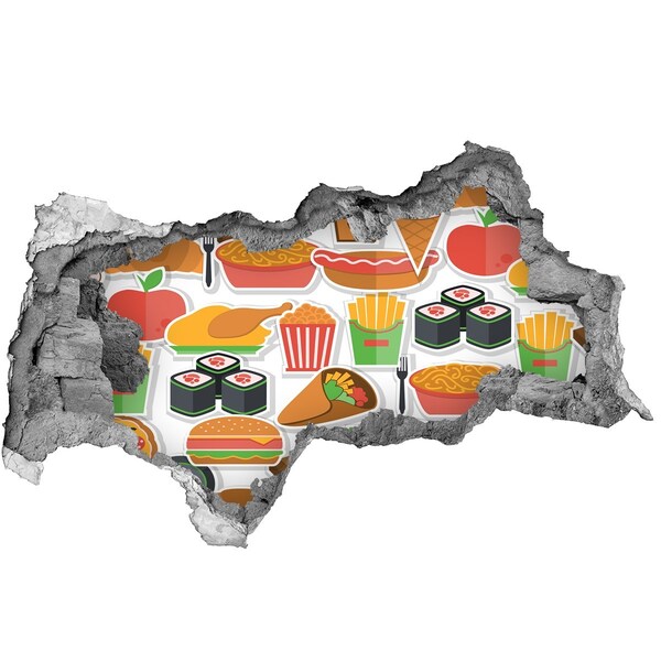 Autocollant mural trou Fast food béton