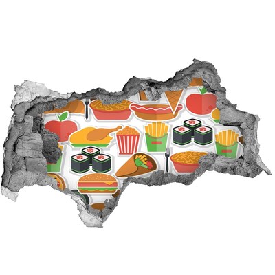 Autocollant mural trou Fast food béton