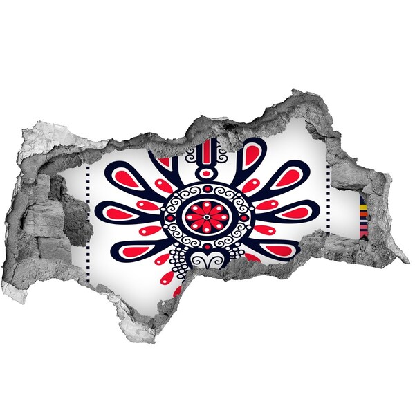 Autocollant à effet 3d trou Motif ethnique coloré dans un trou dans le mur