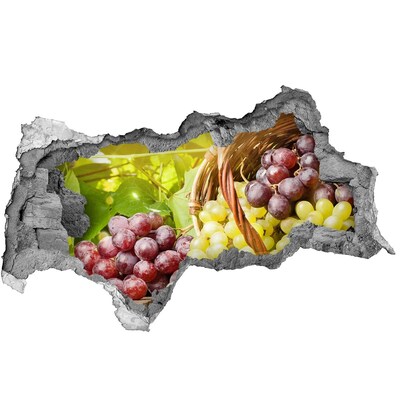 Sticker mural effet trou 3d Raisins dans un panier béton