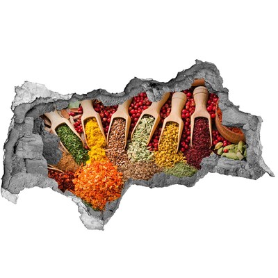 Sticker mural effet trou 3d Une cuisine pleine d'épices