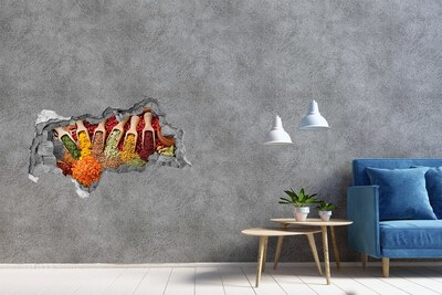 Sticker mural effet trou 3d Une cuisine pleine d'épices