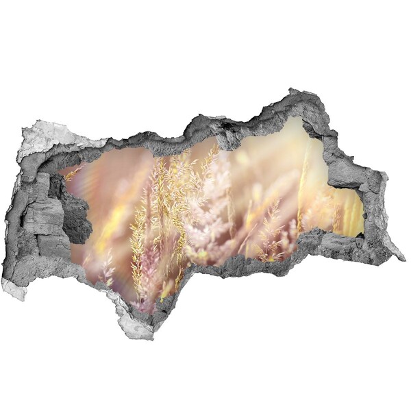 Sticker trou dans le mur prairie fleurie derrière le mur