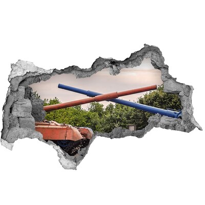 Autocollant à effet 3d trou Bataille de chars dans les ruines