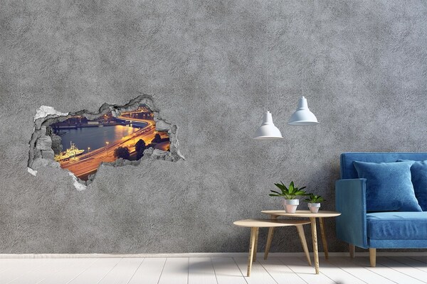 Autocollant mural trou Vue de la ville la nuit