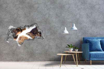 Autocollant à effet 3d trou Des animaux venus d'au-delà du mur