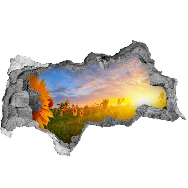 Autocollant à effet 3d trou Tournesols au soleil couchant