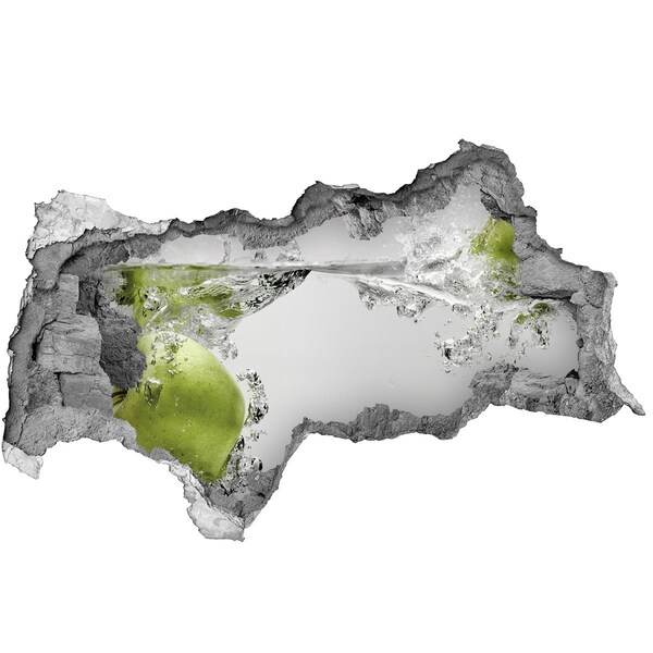 Sticker mural effet trou 3d La pomme engloutie