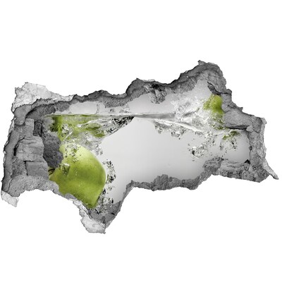 Sticker mural effet trou 3d La pomme engloutie