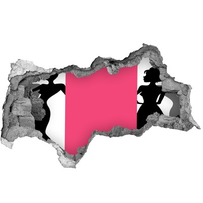 Sticker mural effet trou 3d Silhouette élégante dans un trou dans le mur