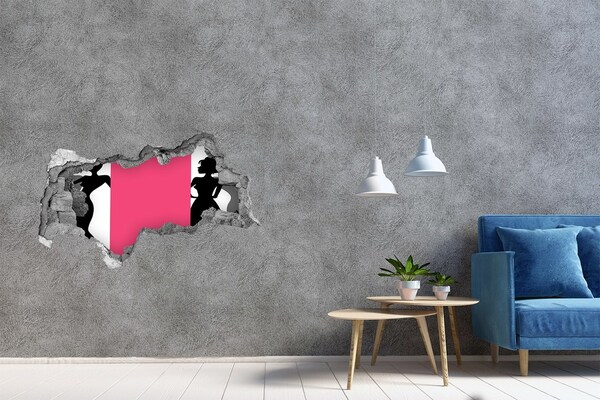 Sticker mural effet trou 3d Silhouette élégante dans un trou dans le mur
