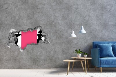 Sticker mural effet trou 3d Silhouette élégante dans un trou dans le mur