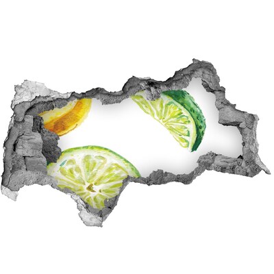 Sticker mural effet trou 3d Trou à citron dans le mur