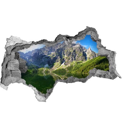 Sticker mural effet trou 3d Paysage montagneux avec un lac