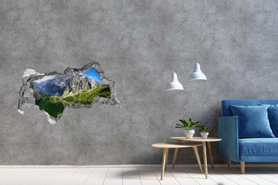 Sticker mural effet trou 3d Paysage montagneux avec un lac