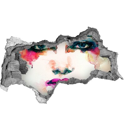 Sticker trou dans le mur Un portrait coloré dans un trou dans le mur