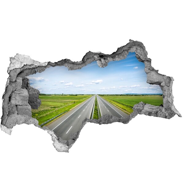 Sticker mural effet trou 3d Un chemin au milieu de la verdure