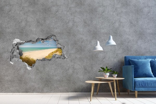 Sticker trou dans le mur Plage des Caraïbes à travers un trou dans le mur