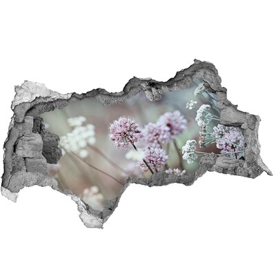 Autocollant à effet 3d trou Des fleurs dans un trou en béton