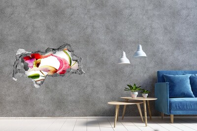 Sticker mural effet trou 3d Une explosion florale de couleurs